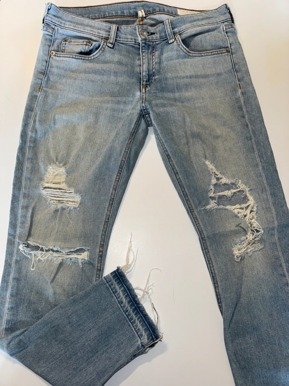 rag & bone Distressed Light Blue Denim “Dre‎ Capris” Jeans size 27